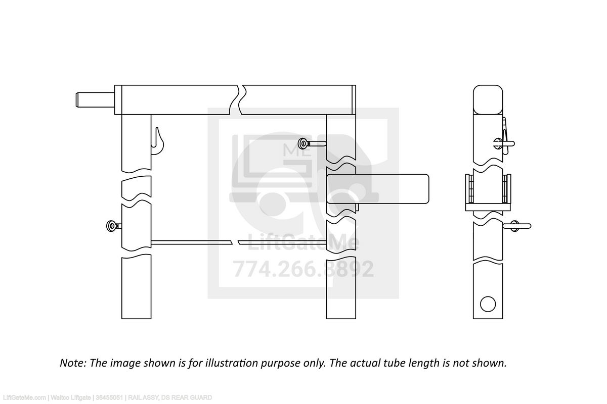 Waltco Liftgate Part Number 36455051 | rail assy, ds rear guard