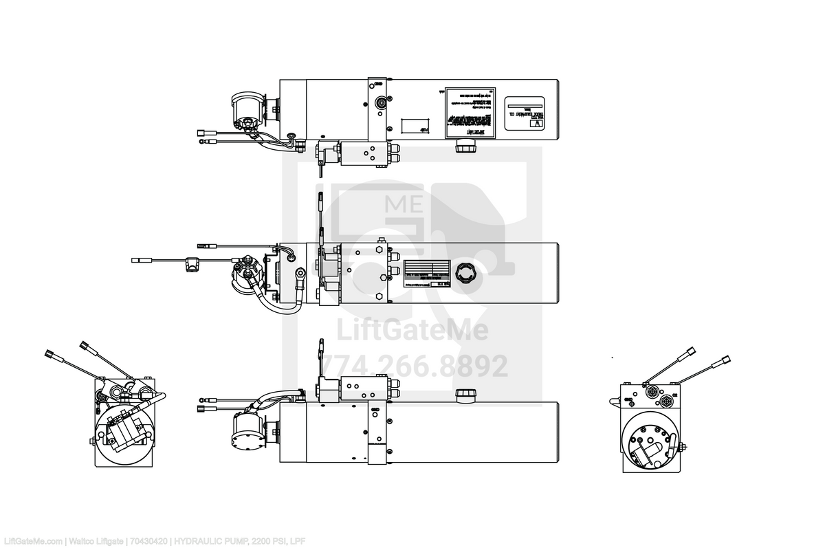 Waltco Liftgate Part Number 70430420 | hydraulic pump, 2200 psi, lpf