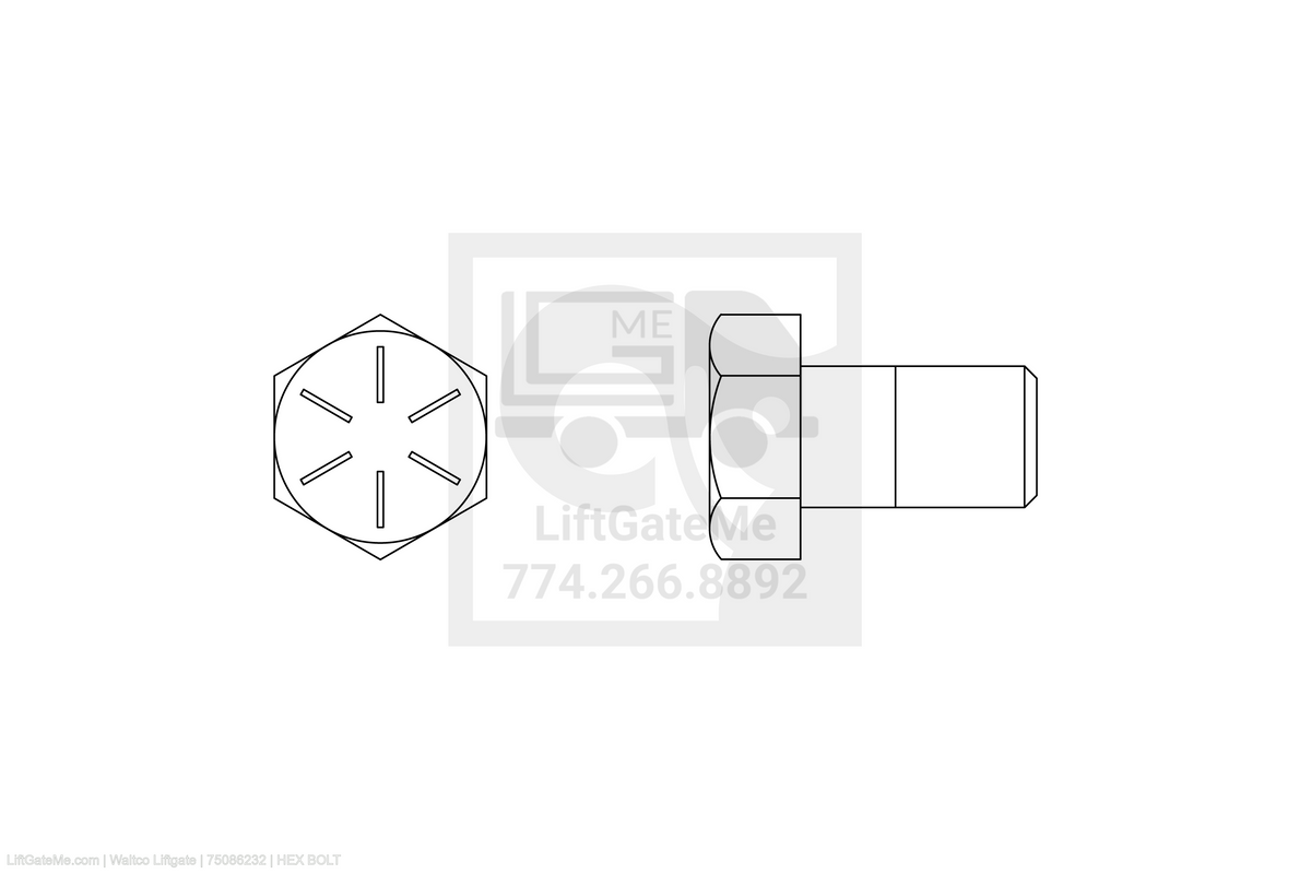 Waltco Liftgate Part Number 75086232 | hex bolt
