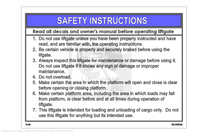 Waltco Liftgate Part Number 80100850 | decal, safety instructions