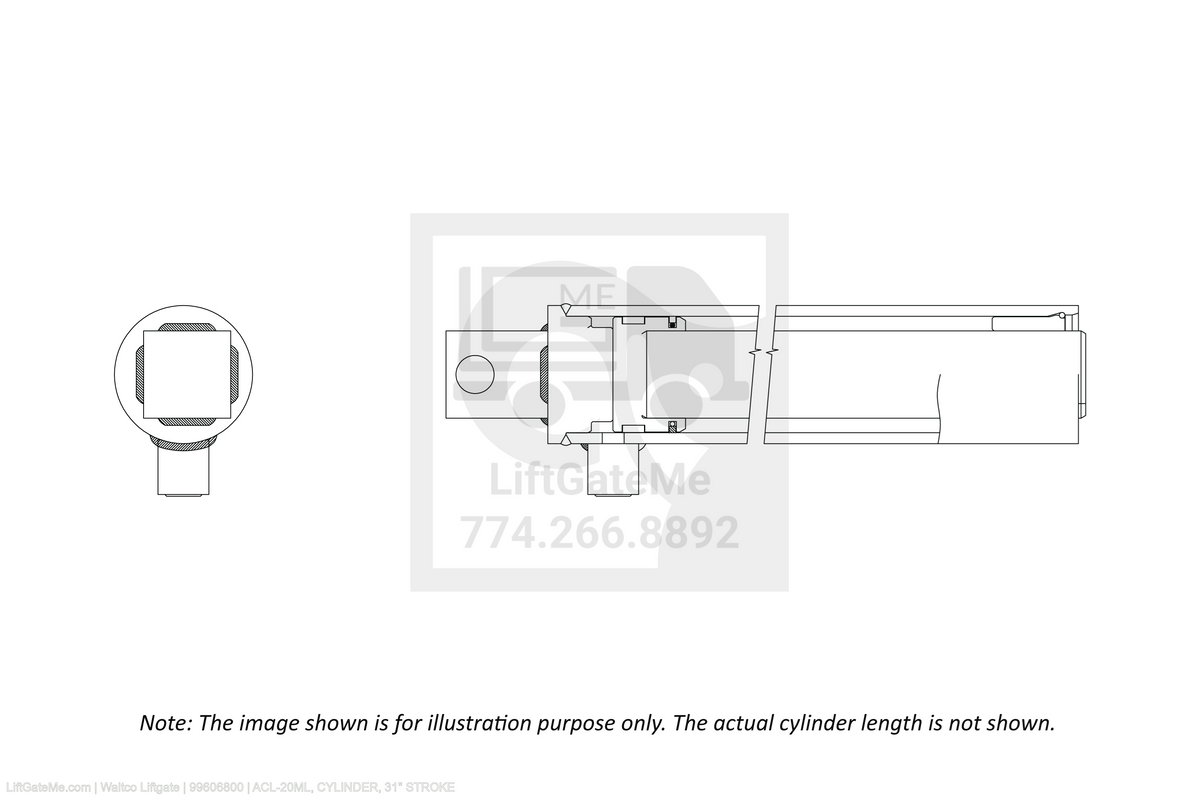 Waltco Liftgate Part Number 99606800 | acl-20ml, cylinder, 31" stroke