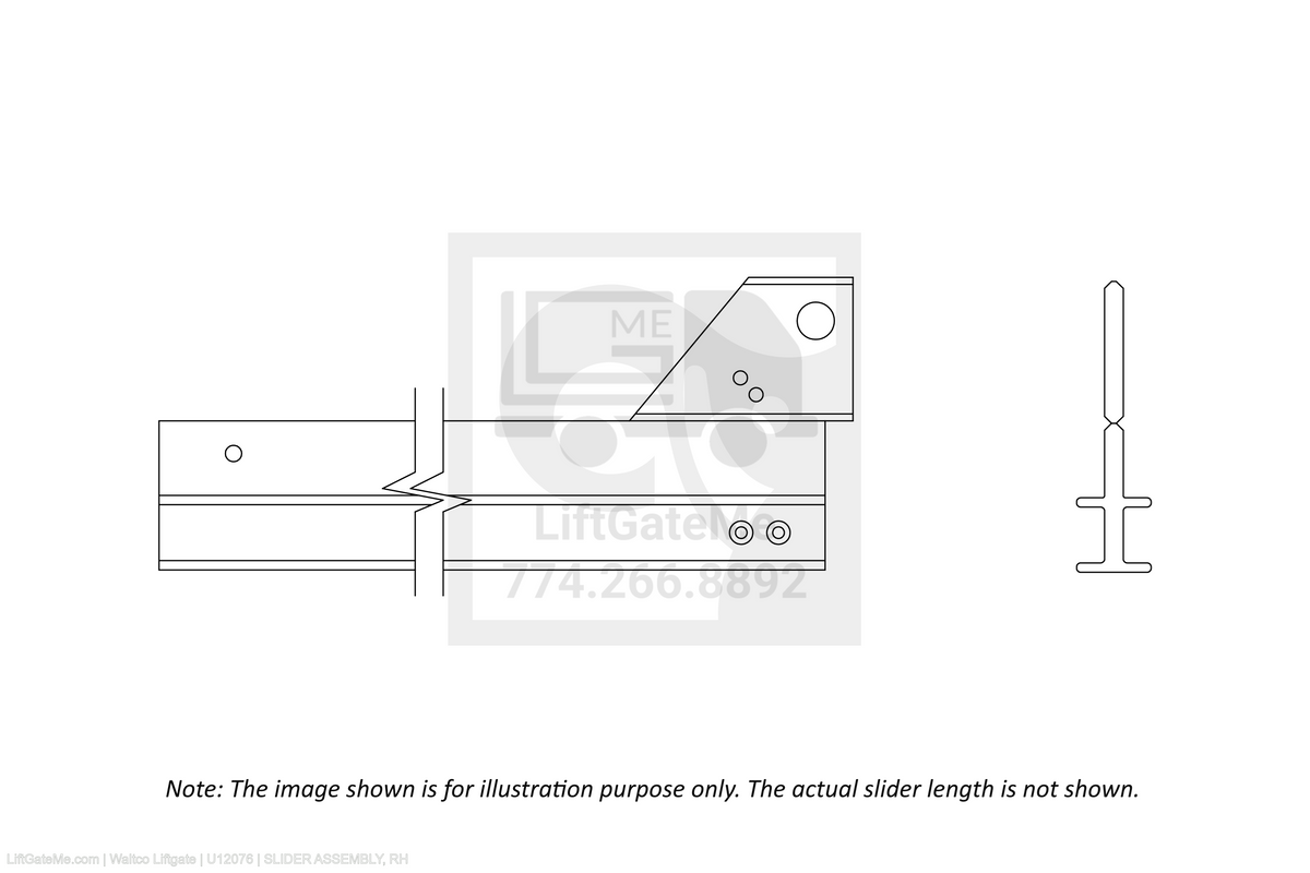 Waltco Liftgate Part Number u12076 | slider assembly, rh