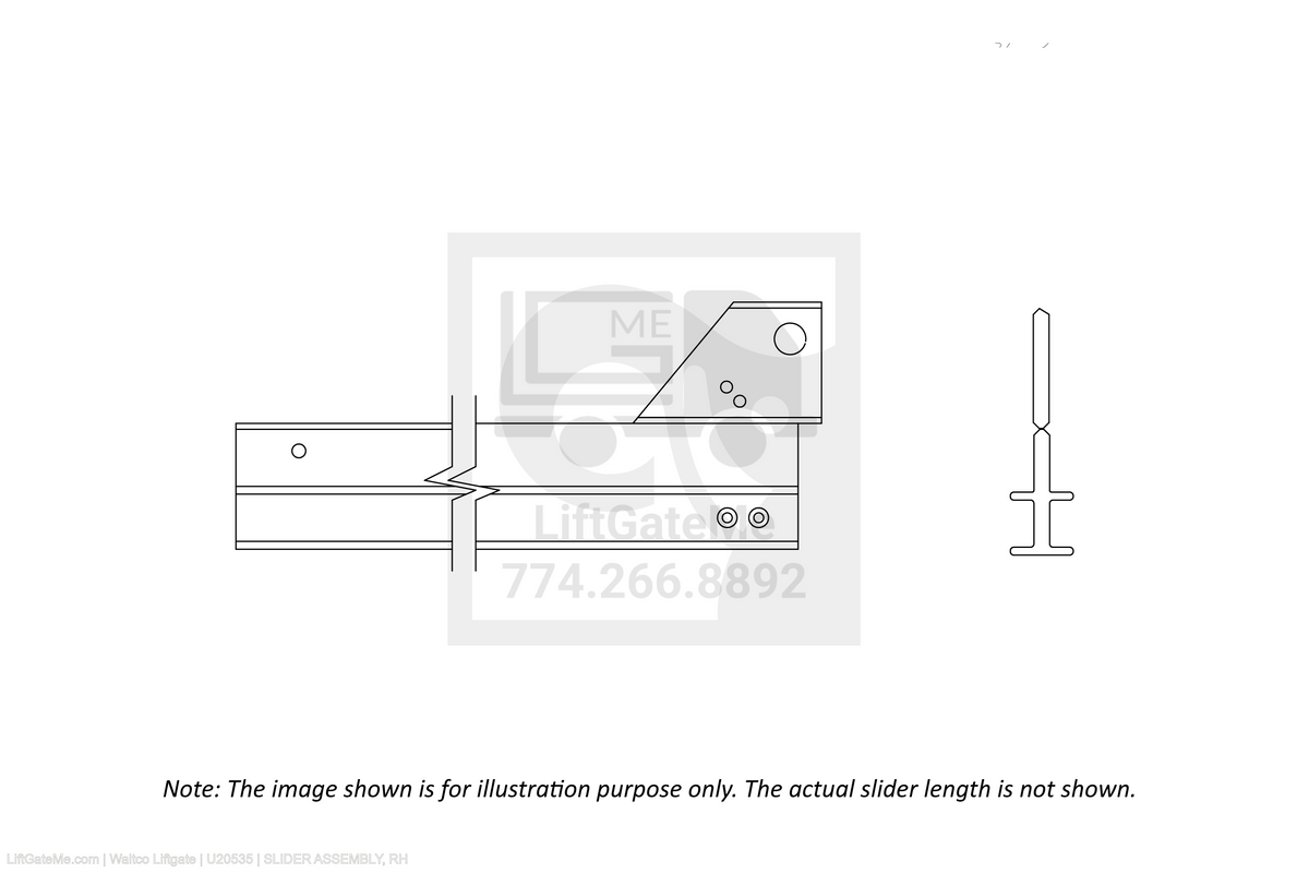 Waltco Liftgate Part Number u20535 | slider assembly, rh