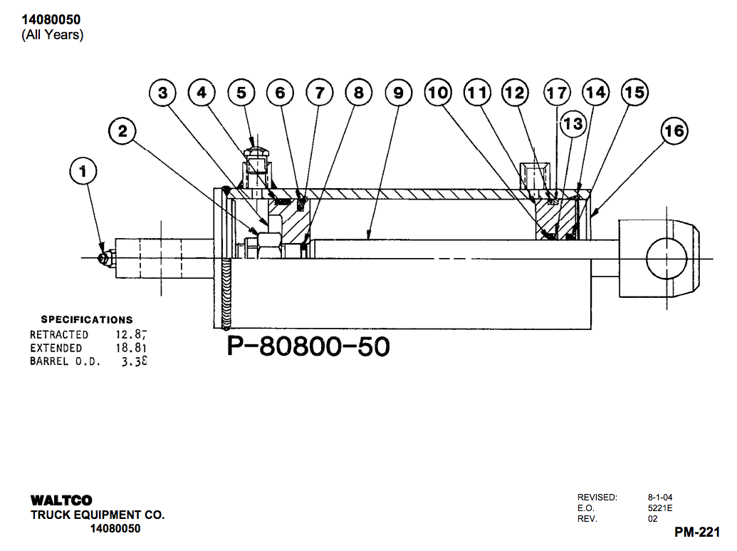 Waltco Liftgate P Series Cylinder - 14080050