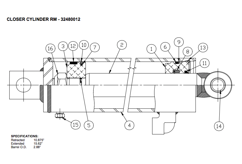 Waltco Liftgate WDL Closure Cylinder - 32480012