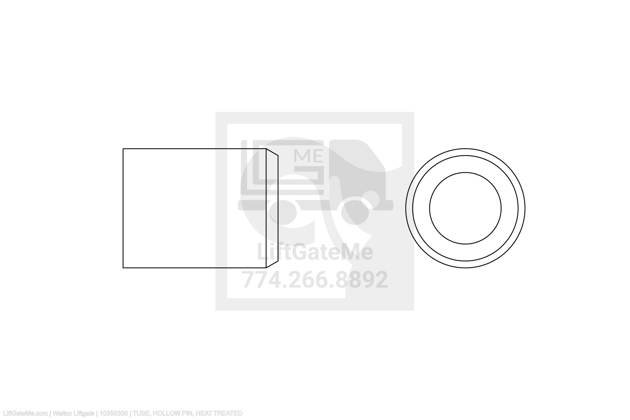 Waltco Liftgate Part Number 10350300 | tube, hollow pin, heat treated
