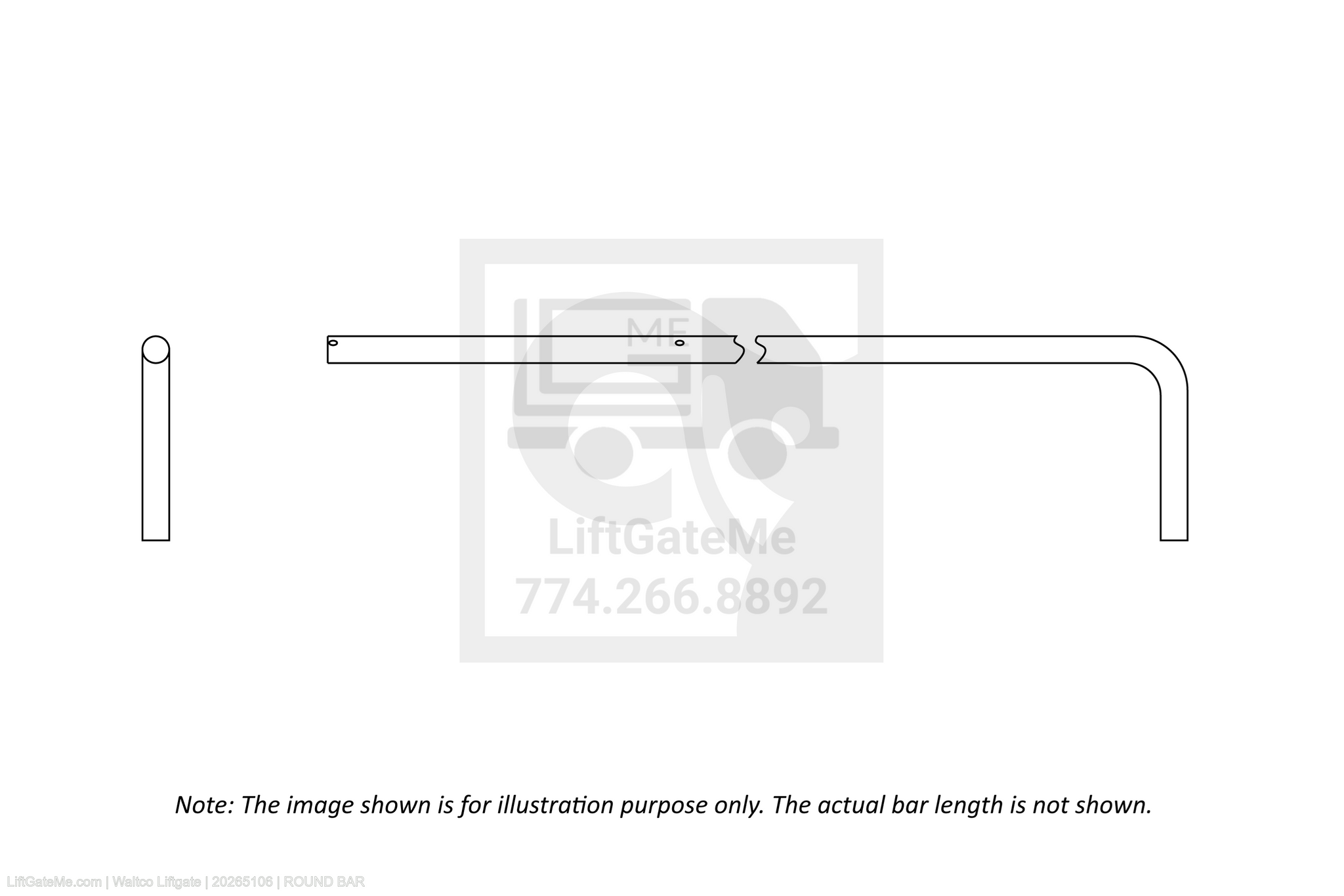 Waltco Liftgate Part Number 20265106 | round bar