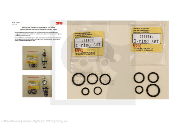 Waltco Liftgate Part Number 31521tl | o-ring set