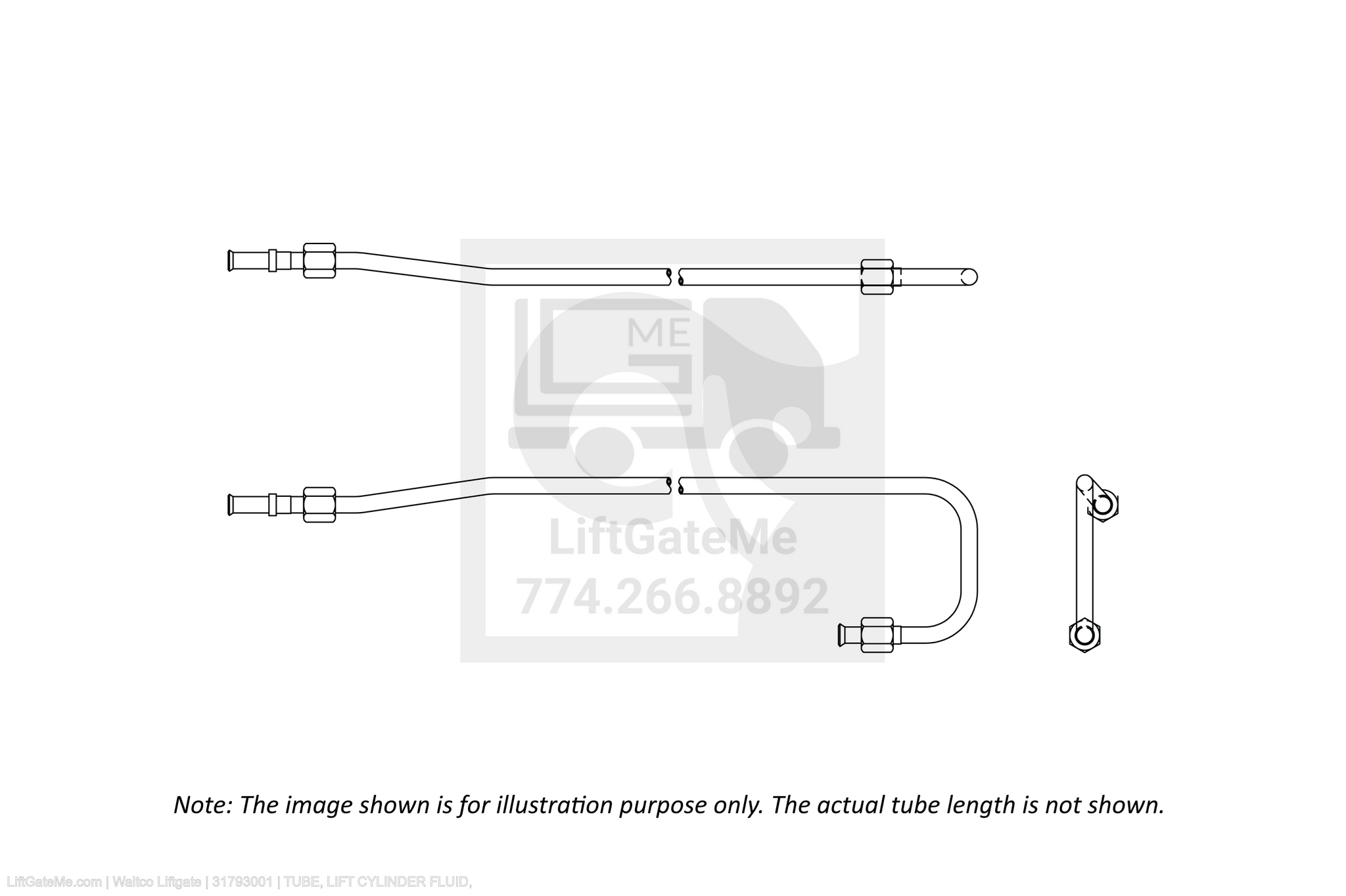 Waltco Liftgate Part Number 31793001 | tube, lift cylinder fluid,