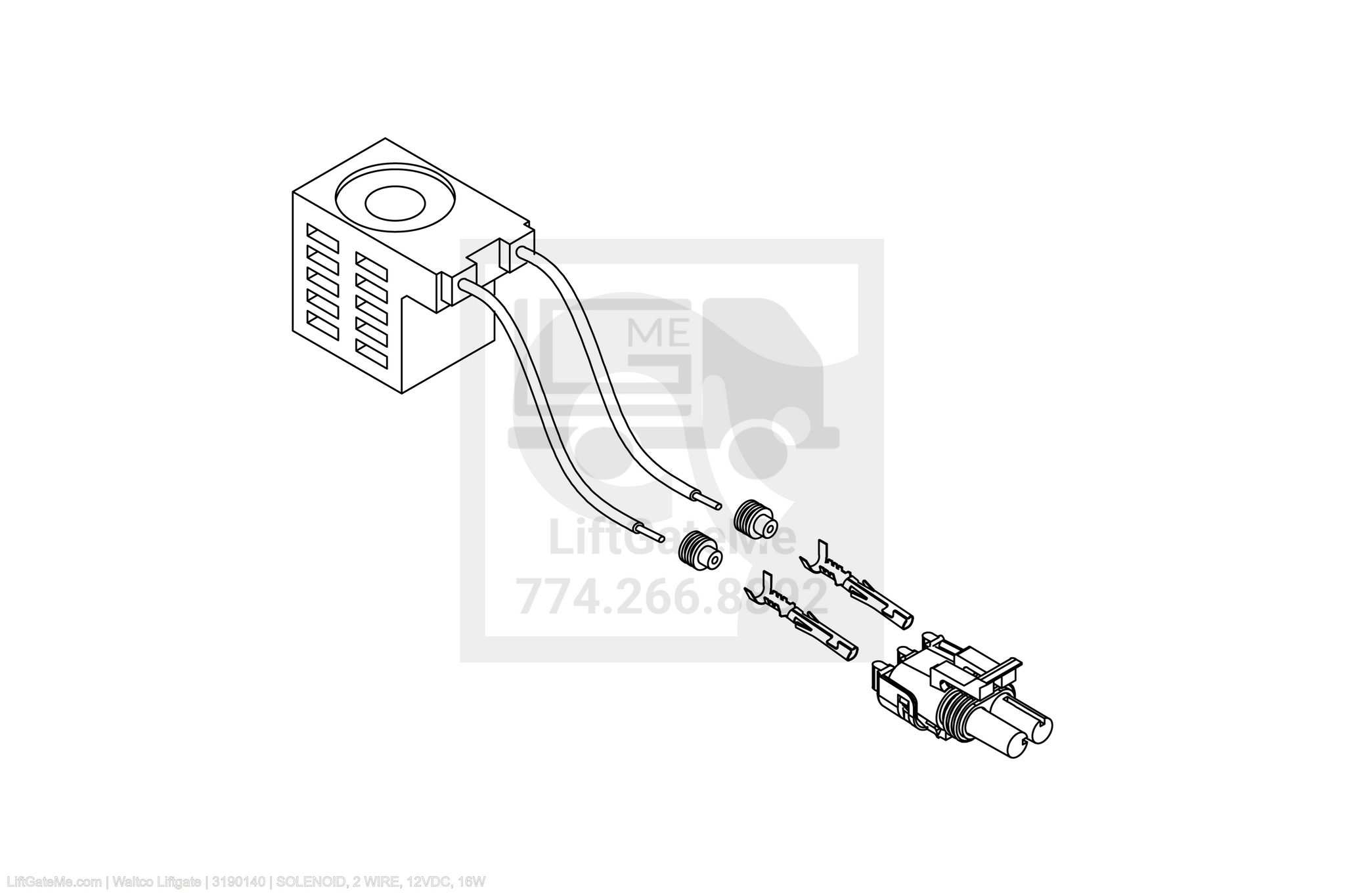 Waltco Liftgate Part Number 3190140 | solenoid, 2 wire, 12vdc, 16w