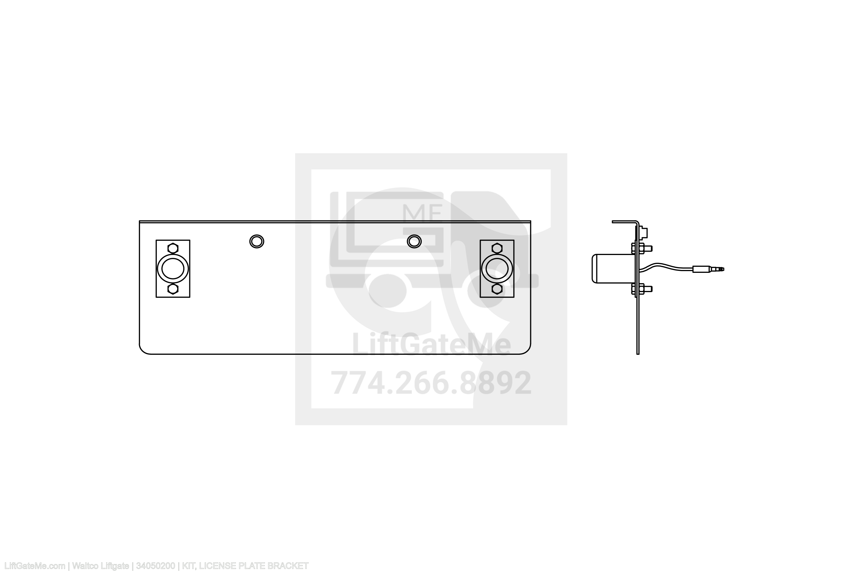 Waltco Liftgate Part Number 34050200 | kit, license plate bracket