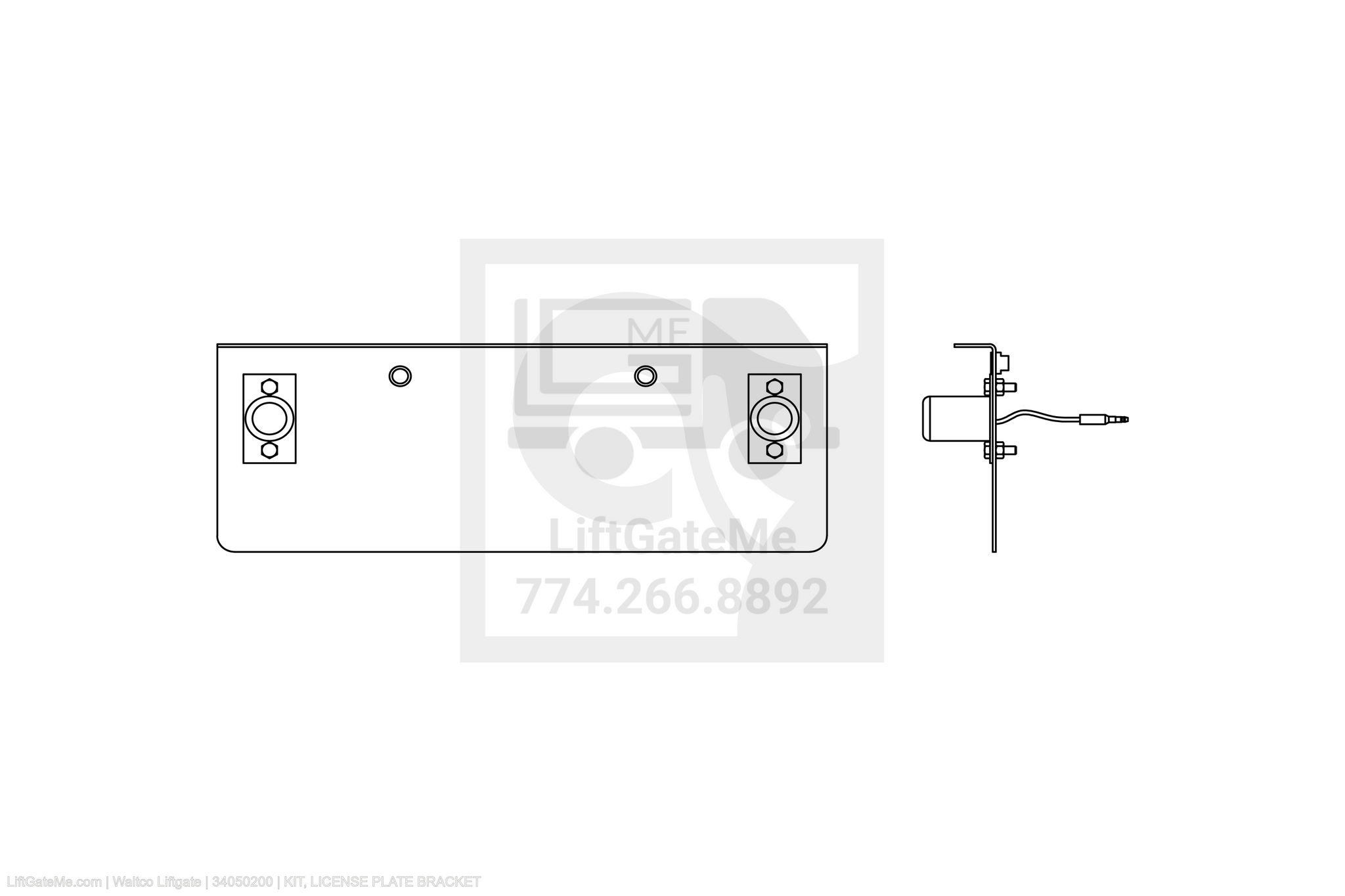 Waltco Liftgate Part Number 34050200 | kit, license plate bracket