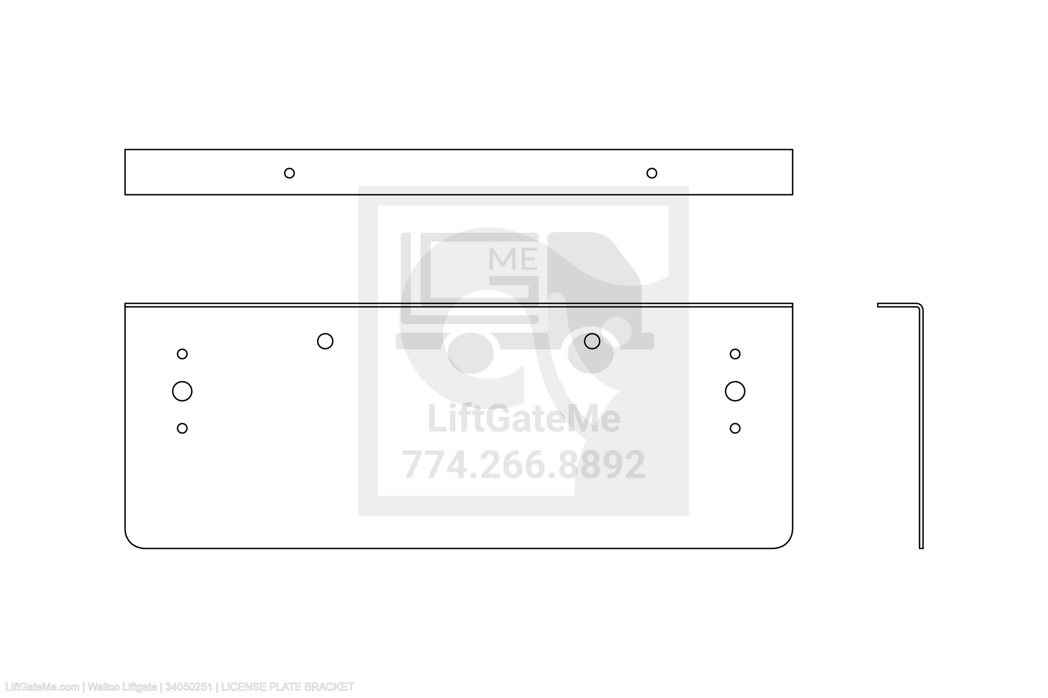 Waltco Liftgate Part Number 34050251 | license plate bracket