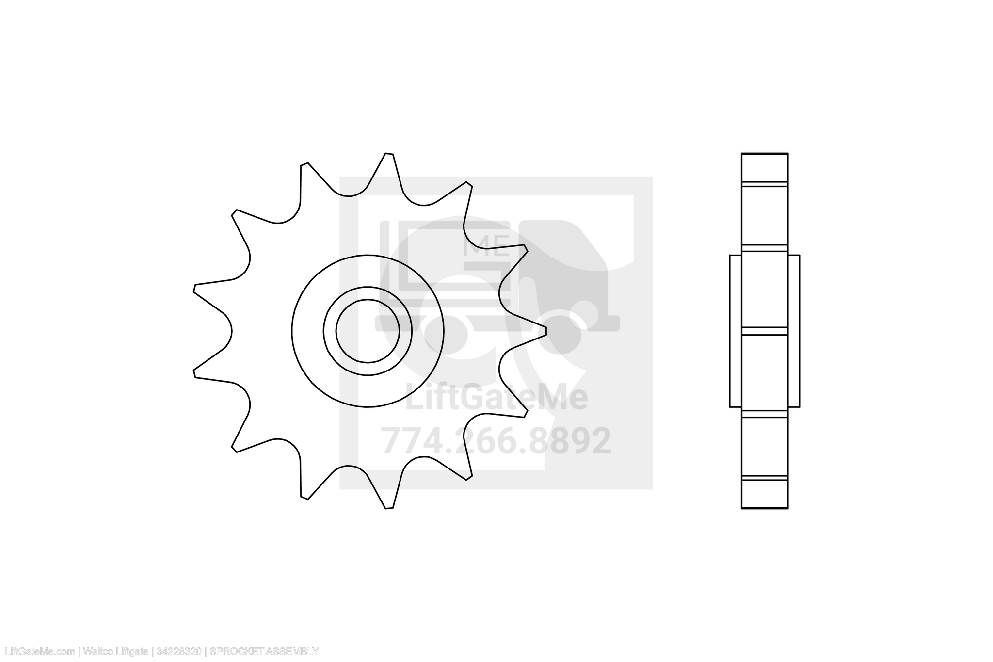 Waltco Liftgate Part Number 34228320 | sprocket assembly