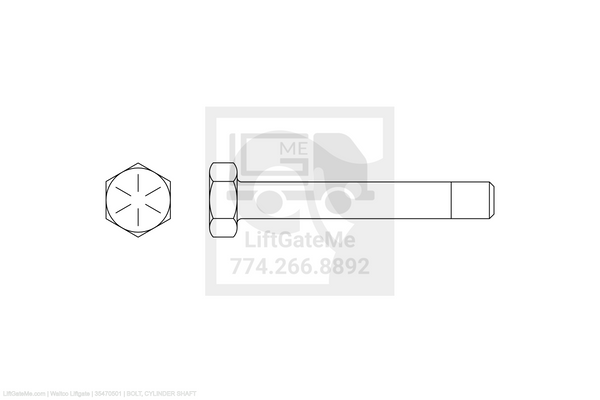 Waltco Liftgate Part Number 35470501 | bolt, cylinder shaft