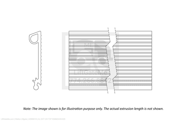 Waltco Liftgate Part Number 42669016 | al ext c/s top 50mmx4x8.625