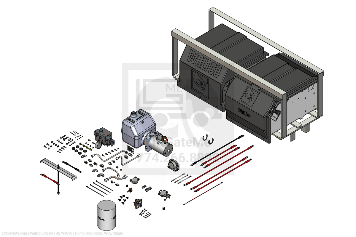 This is an image for a Waltco liftgate Pump Box Comp, Wdv, Single