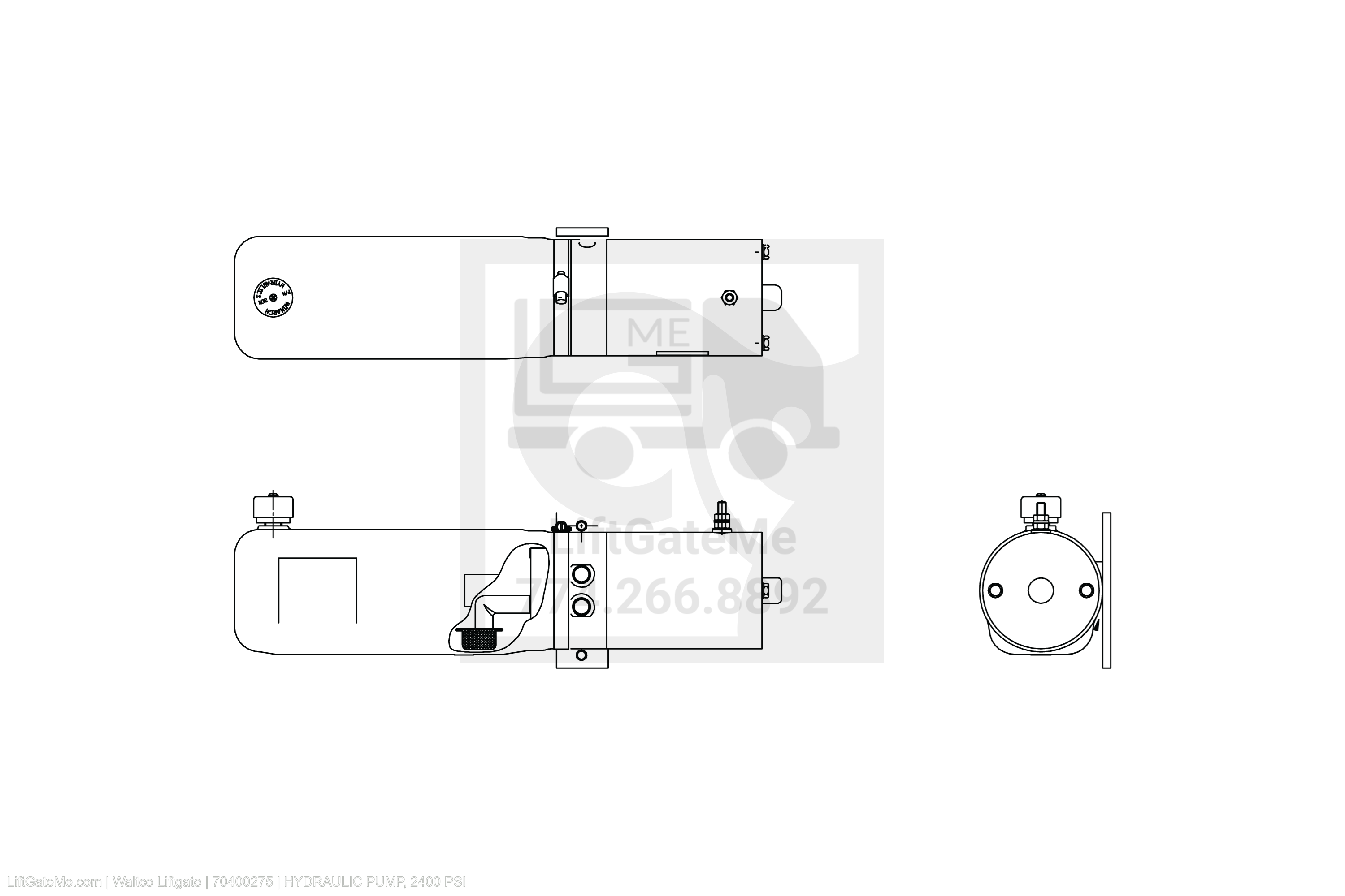 Waltco Liftgate Part Number 70400275 | hydraulic pump, 2400 psi