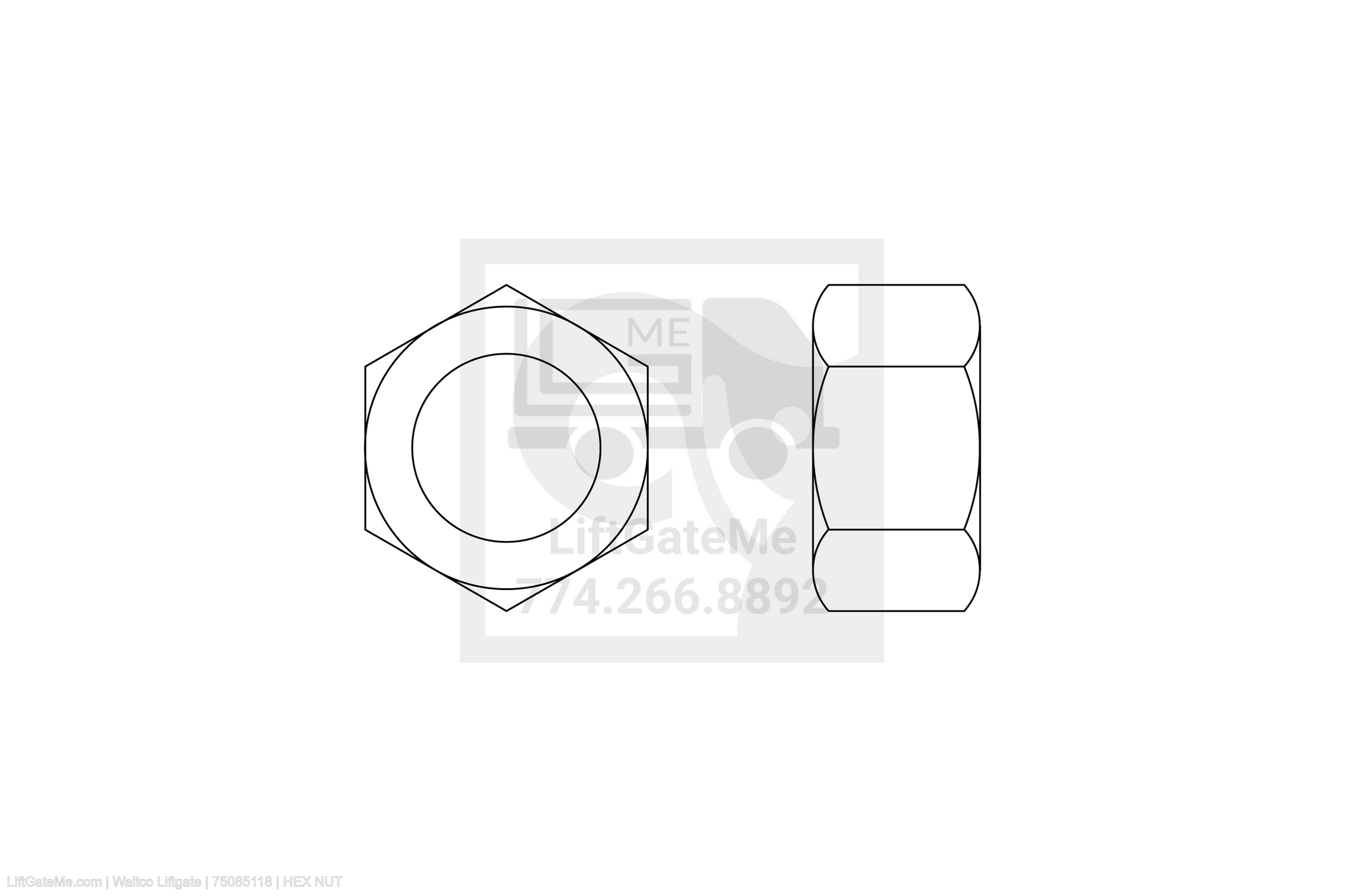 Waltco Liftgate Part Number 75085118 | hex nut
