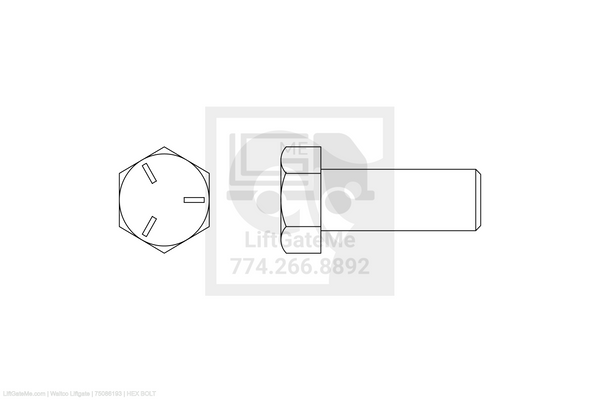Waltco Liftgate Part Number 75086193 | hex bolt