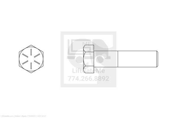 Waltco Liftgate Part Number 75086231 | hex bolt