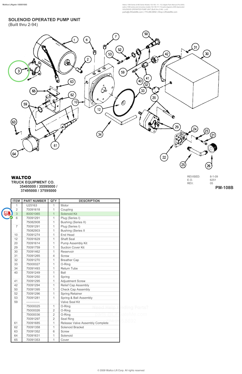 Waltco Liftgate Solenoid - 80001065