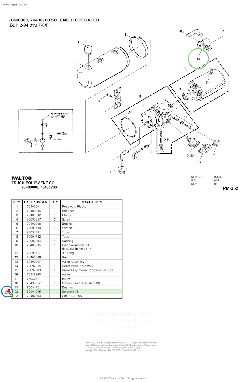 Waltco Liftgate Solenoid - 80001065