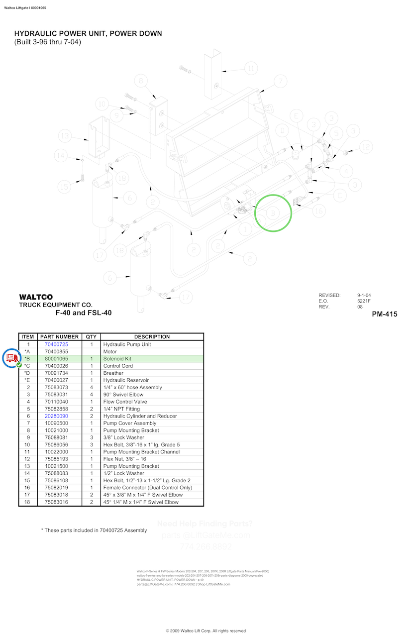 Waltco Liftgate Solenoid - 80001065