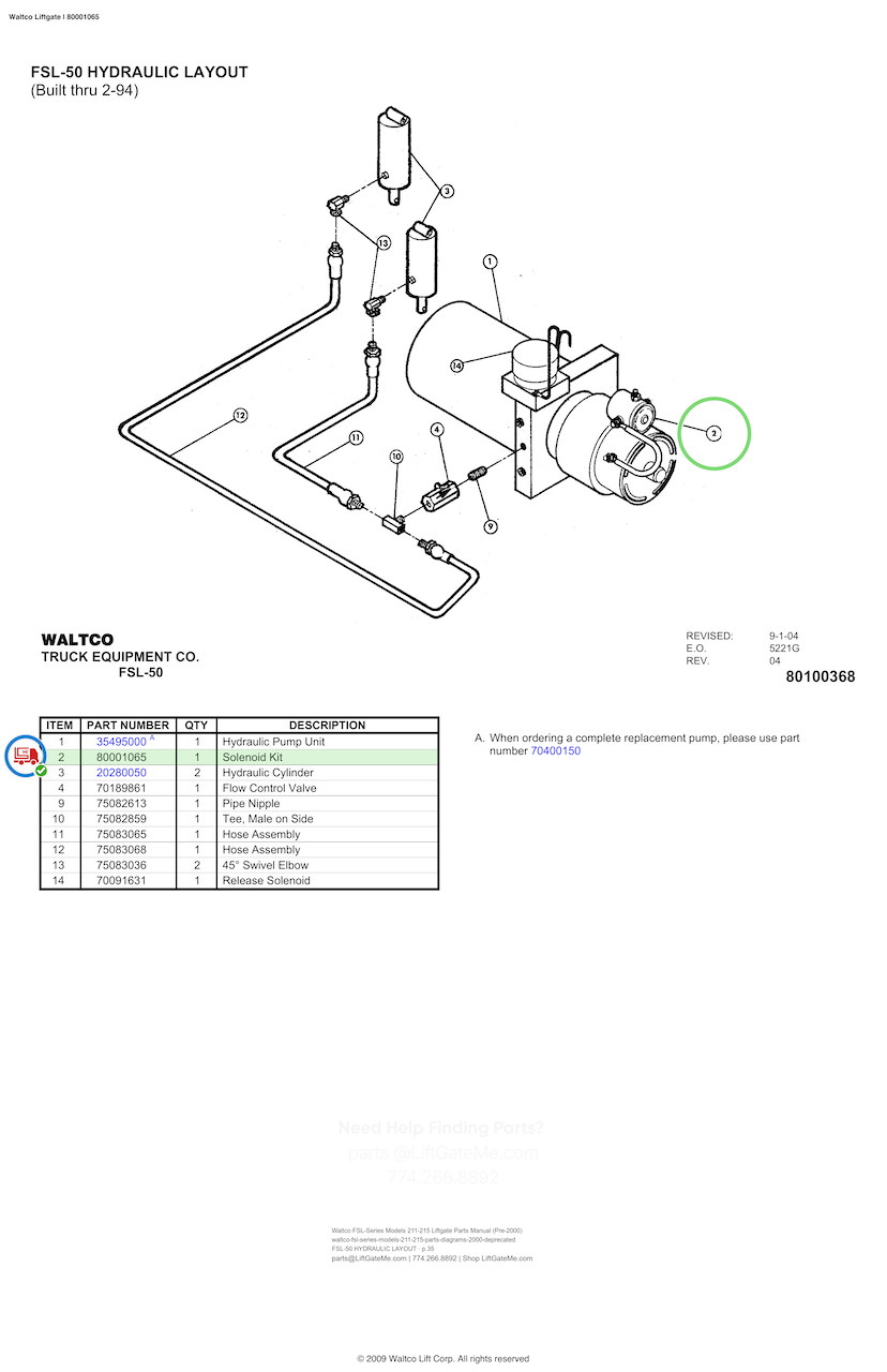 Waltco Liftgate Solenoid - 80001065