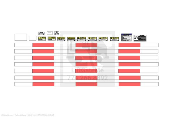 Waltco Liftgate Part Number 80002146 | kit, decals, rgl40