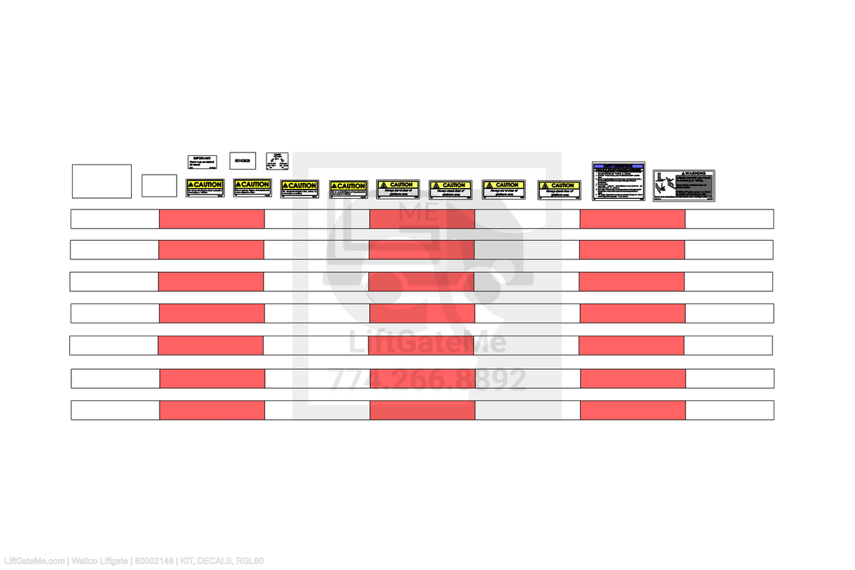 Waltco Liftgate Part Number 80002148 | kit, decals, rgl60