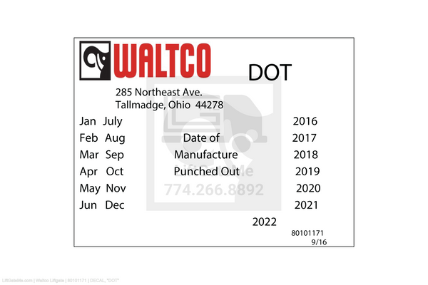 Waltco Liftgate Part Number 80101171 | decal, 