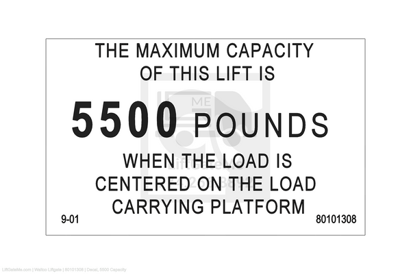 This is an image for a Waltco liftgate Decal, 5500 Capacity