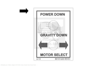 This is an image for a Waltco liftgate Decal, Gravity Down,Power Down