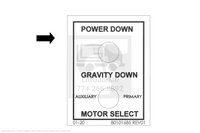 This is an image for a Waltco liftgate Decal, Gravity Dwn, Power Dwn