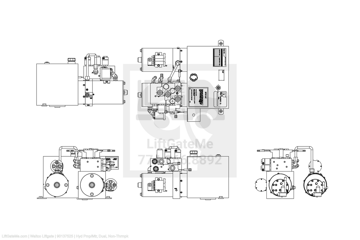 This is an image for a Waltco liftgate Hyd Pmp/Mtr, Dual, Non-Thrmpk
