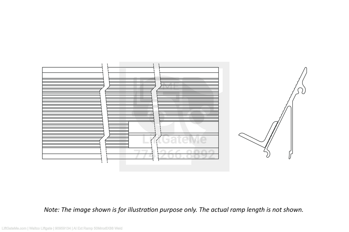 This is an image for a Waltco liftgate Al Ext Ramp 50Mmx6X88 Weld