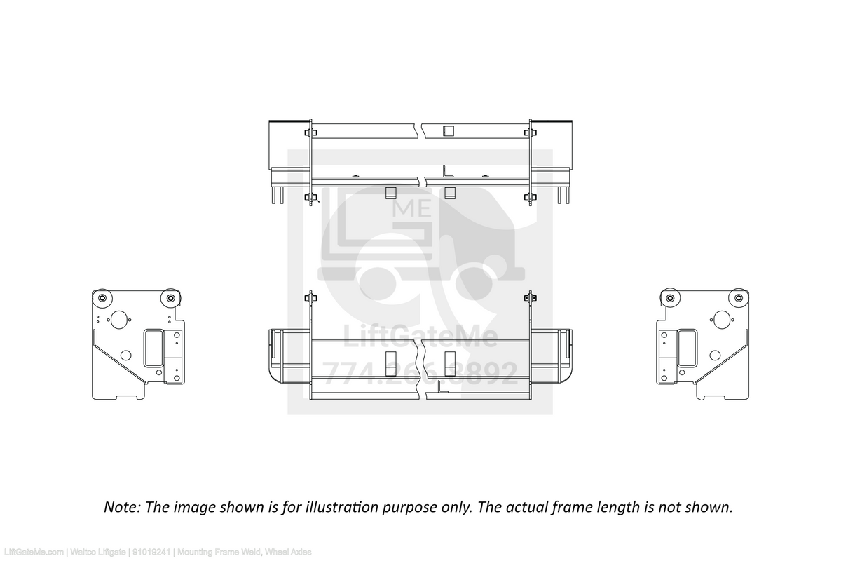 This is an image for a Waltco liftgate Mounting Frame Weld, Wheel Axles