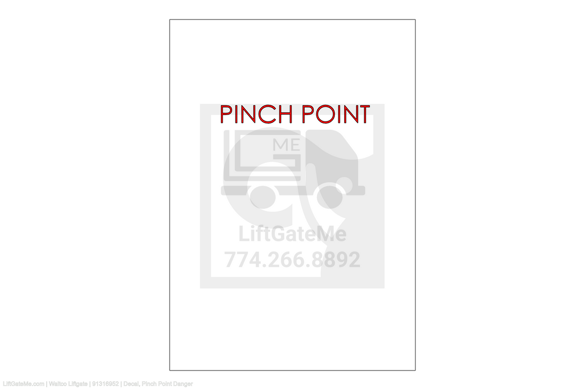 This is an image for a Waltco liftgate Decal, Pinch Point Danger