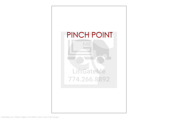 This is an image for a Waltco liftgate Decal, Pinch Point Danger