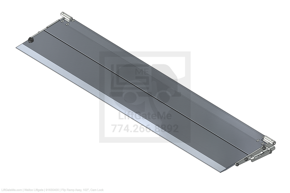 This is an image for a Waltco liftgate Flip Ramp Assy, 102", Cam Lock
