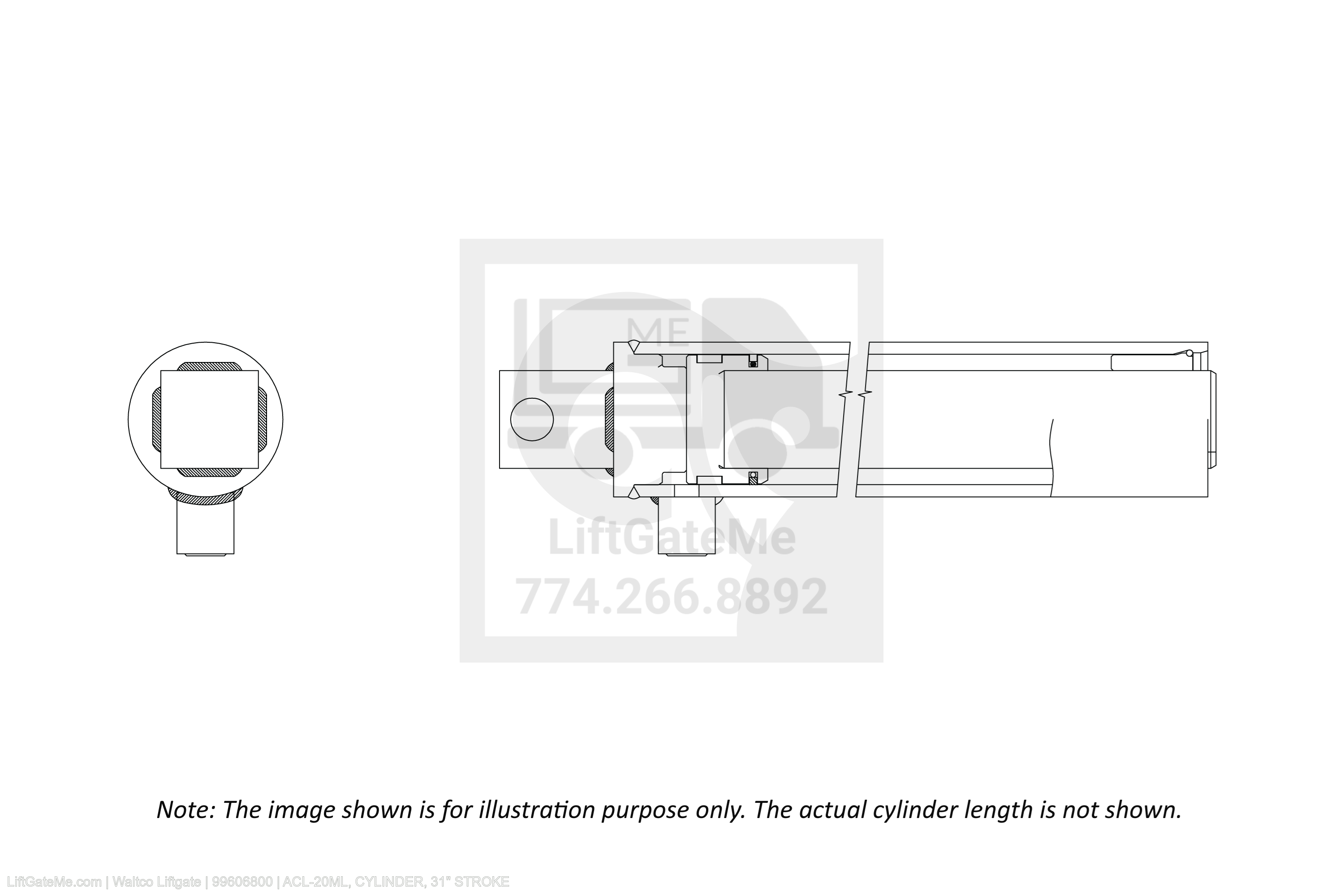 Waltco Liftgate Part Number 99606800 | acl-20ml, cylinder, 31