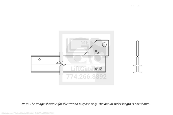 Waltco Liftgate Part Number u20535 | slider assembly, rh