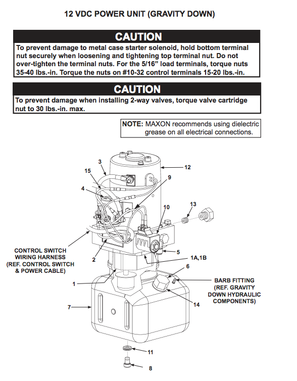 Maxon 72-150 Power Unit Gravity Down 12 vdc - 268070-01