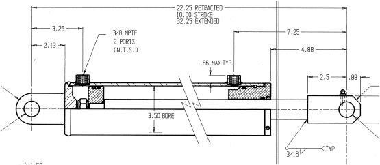 Maxon TE-20 liftgate cylinder - 225643