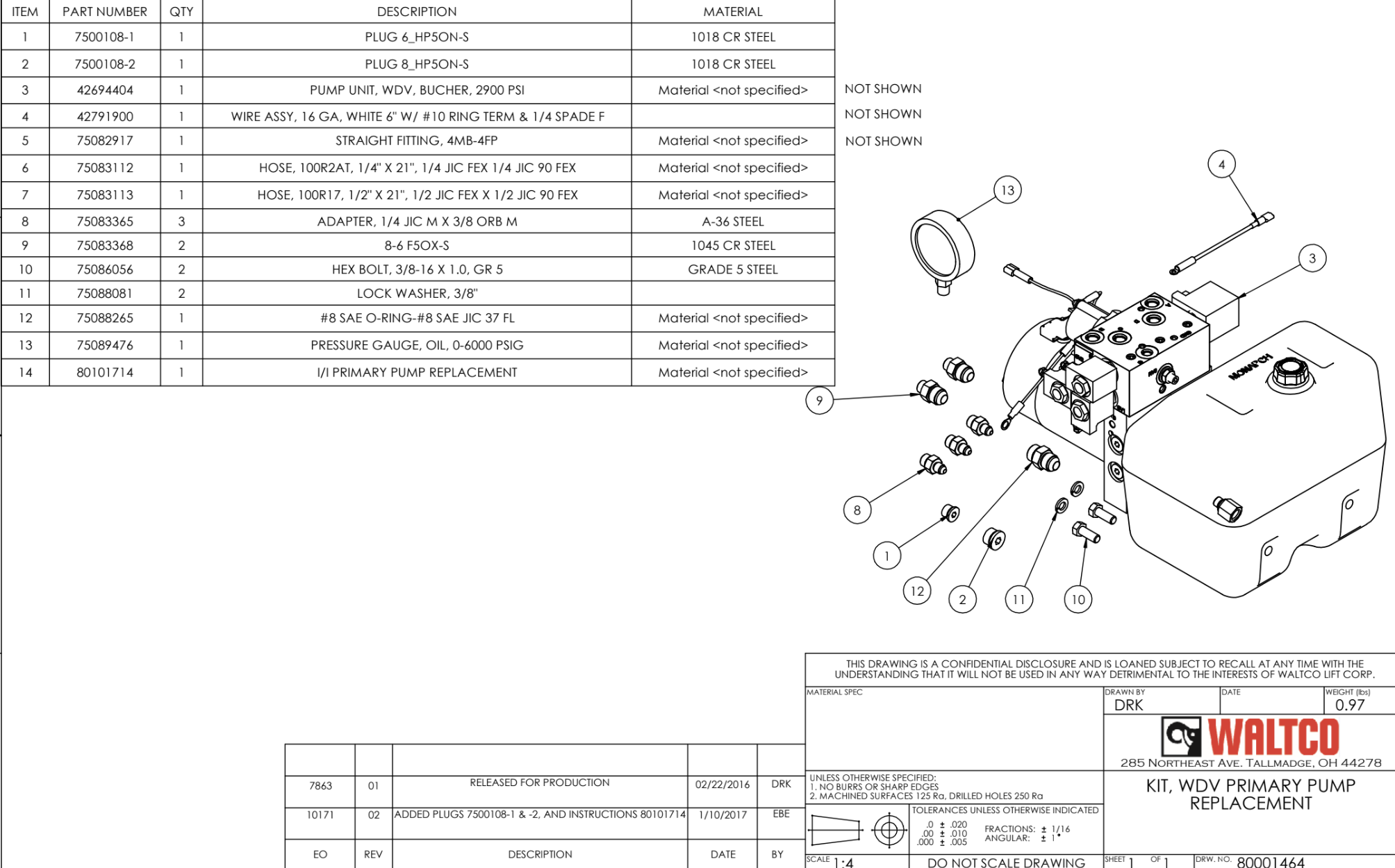 Waltco Liftgate WDV Hydraulic Pump Unit - 80001464
